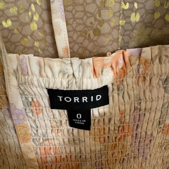Torrid Pastel Floral Babydoll Challis Corset Sleeveless Top 0 L 12 NWOT - Picture 4 of 9